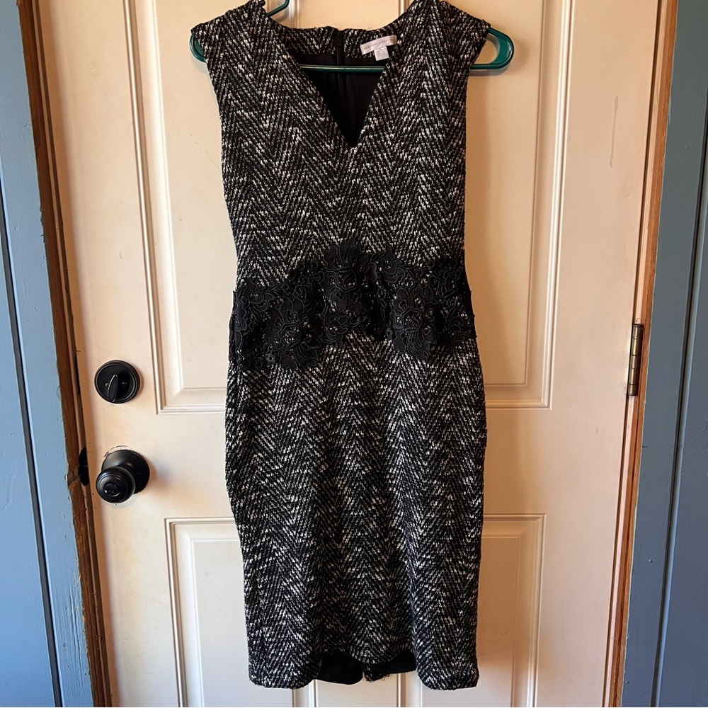 New York & Company Black and White Midi Dress